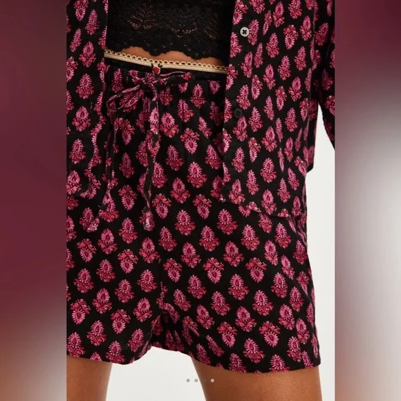 NWT Free People Intimately XS Flannel Play Date Set Cotton Black Combo New $98 - Picture 4 of 5
